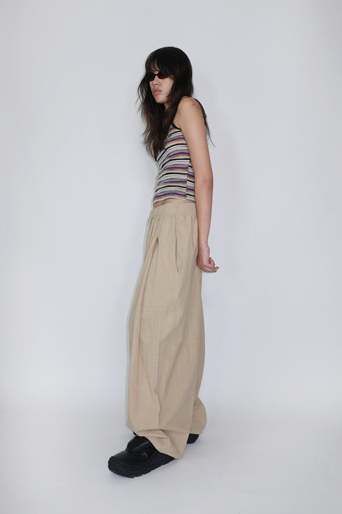【RESTOCK】LINEN WIDE CARGO PANTS -SAND-